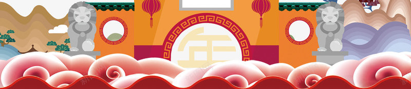 春节中国风背景边框psd分层图psd免抠素材_88icon https://88icon.com 中国风背景边框 卡通手绘建筑 喜迎新年 梅花 欢庆佳节 欢度春节 灯笼 祥云花边