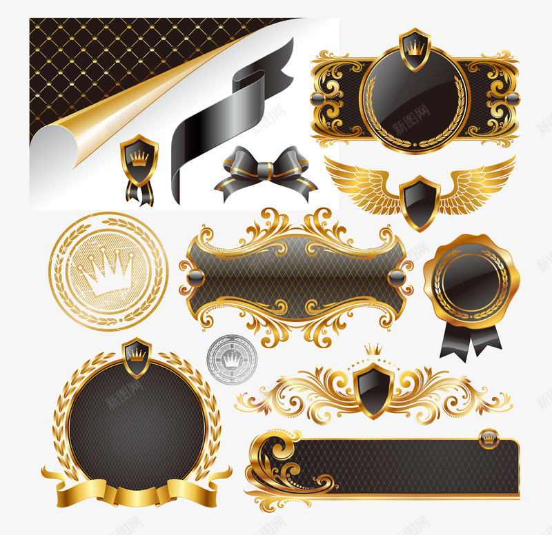 奢华装饰纹样png免抠素材_88icon https://88icon.com 奢华土豪 矢量花纹花边边角样式纹样矢量素材
