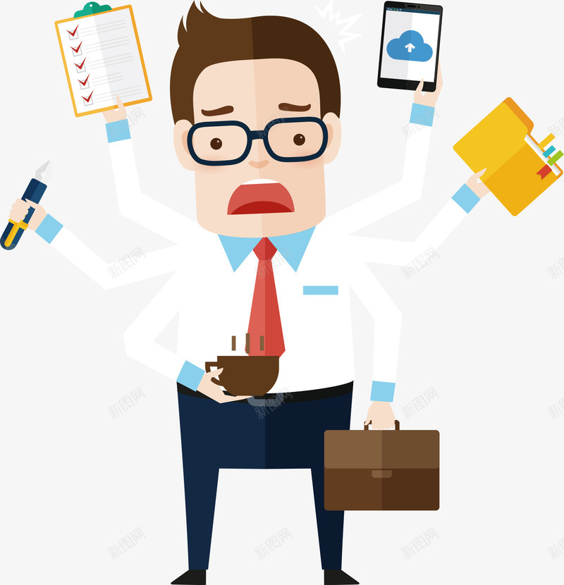 疯狂的商务人物png免抠素材_88icon https://88icon.com 云服务 商务人物 工作 手机 疯狂 矢量男人