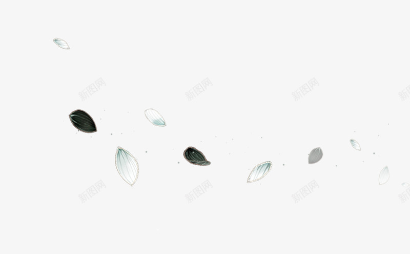 黑白漂浮花瓣水墨png免抠素材_88icon https://88icon.com 水墨 漂浮 花瓣 黑白