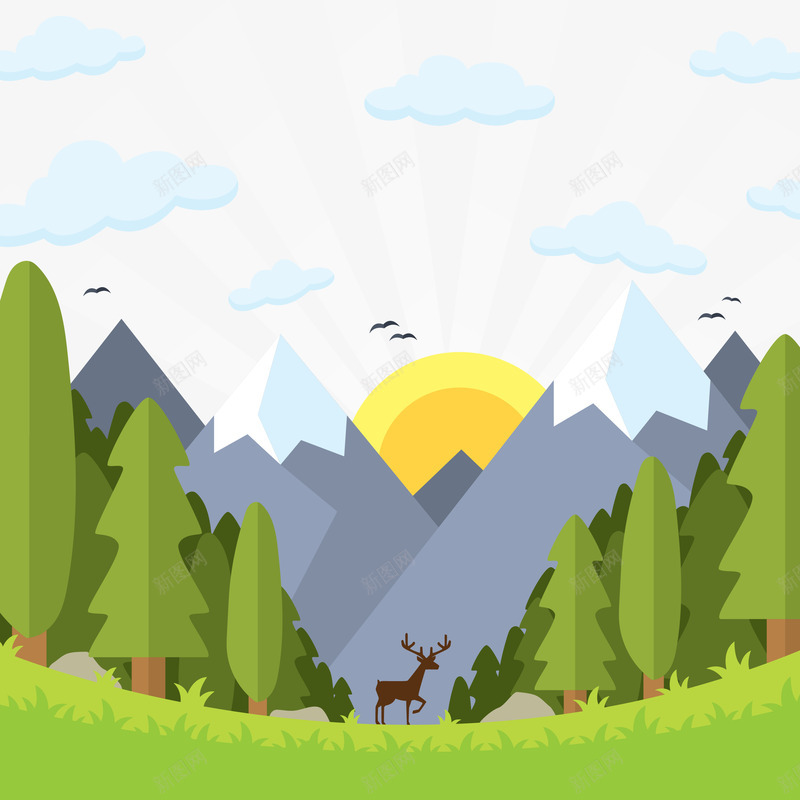 日初日落的山区景色png免抠素材_88icon https://88icon.com 回归自然 大自然 山区 森林 自然景色 自然风光 雪域高原 雪山