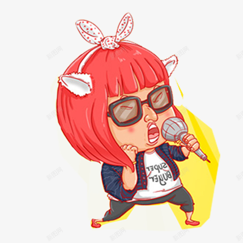 唱k的女生png免抠素材_88icon https://88icon.com 发带 唱k 短发女生 红发女生 话筒