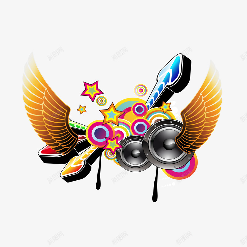 彩色动感翅膀活动图png免抠素材_88icon https://88icon.com 动感 喇叭 彩色 彩色元素 活动 翅膀 背景 音响