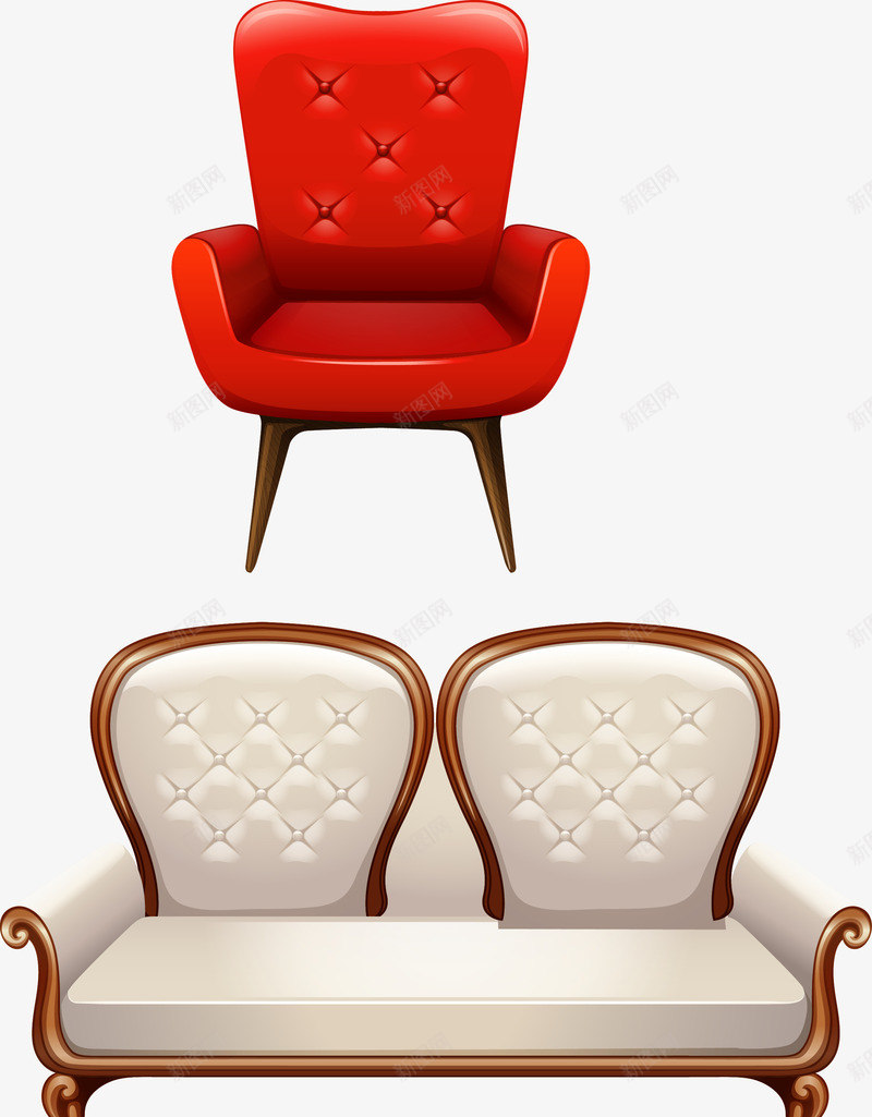 手绘沙发矢量图ai免抠素材_88icon https://88icon.com 手绘 椅子 沙发 红色椅子 矢量图