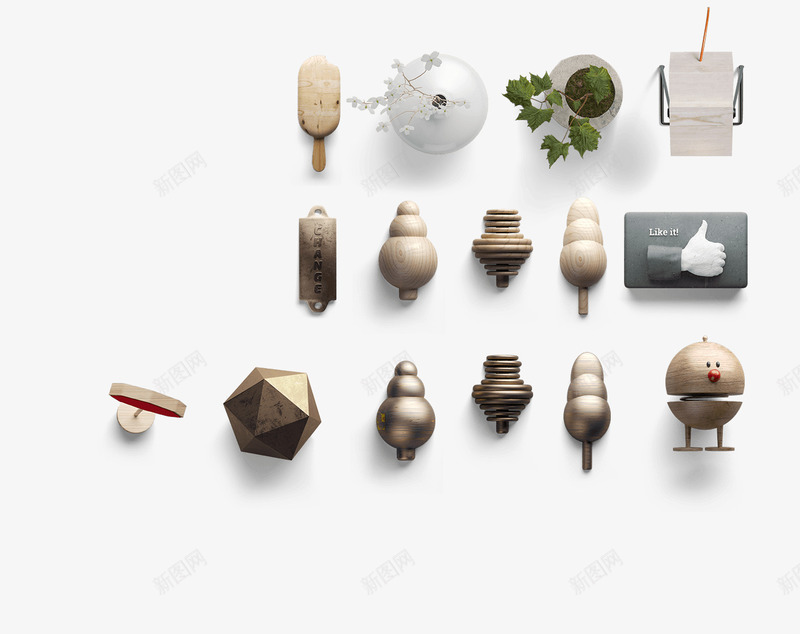 木质摆件绿植摆件png免抠素材_88icon https://88icon.com 摆件 木质