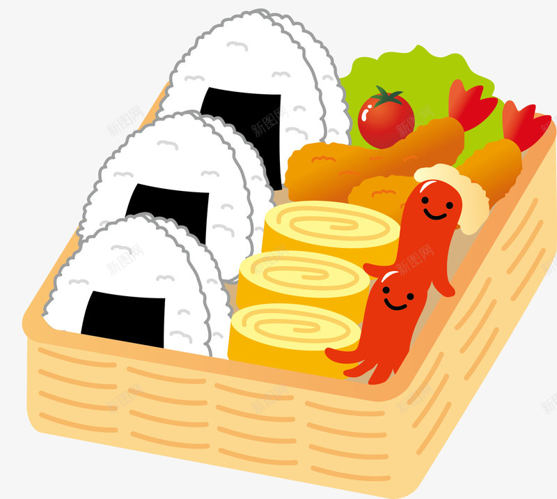 春节野餐美味便当png免抠素材_88icon https://88icon.com 便当盒子 卡通 春节野餐 炸虾 爱心便当 白色饭团 美味便当 郊游