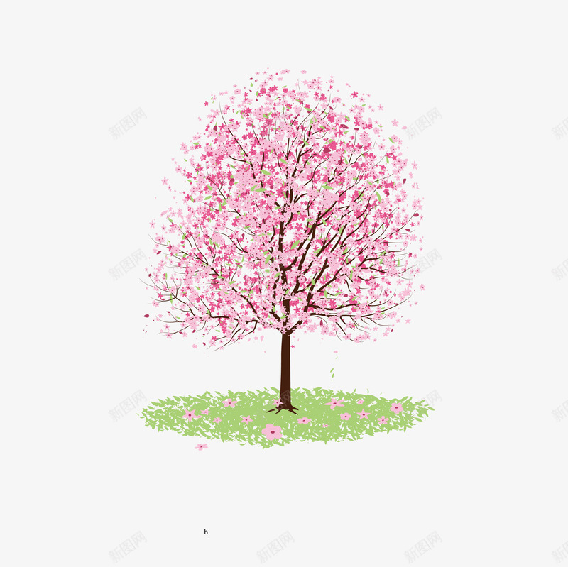 粉色卡通花朵大树png免抠素材_88icon https://88icon.com 卡通 大树 粉色 花朵
