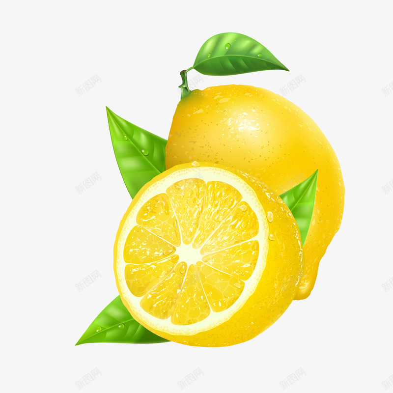 夏季黄色柠檬水果png免抠素材_88icon https://88icon.com 卡通水果 夏季水果 柠檬 背景装饰 黄色柠檬