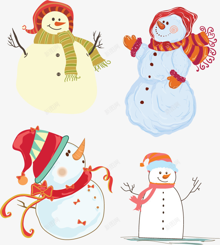 可爱雪人片png免抠素材_88icon https://88icon.com 卡通 可爱 围巾 小清新 雪人