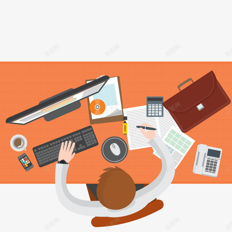 办公的商务男子俯视图矢量图ai免抠素材_88icon https://88icon.com 五一节 俯视图 办公 商务人士 工作 矢量图