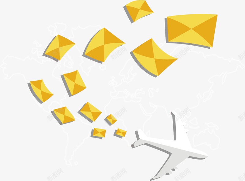 飞机和邮件矢量图ai免抠素材_88icon https://88icon.com 信封 邮件 飞机 矢量图