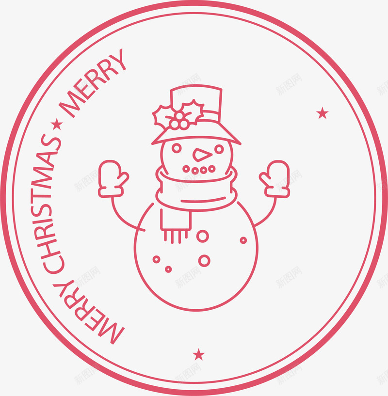 红色线条雪人圣诞标签矢量图ai免抠素材_88icon https://88icon.com 圣诞标签 圣诞节 矢量png 红色线条 雪人 雪人标签 矢量图