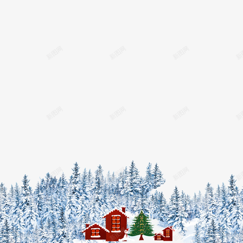 圣诞树和老房屋png免抠素材_88icon https://88icon.com 下雪 圣诞节 圣诞节树木素材 绿色圣诞树 雪花覆盖着的树