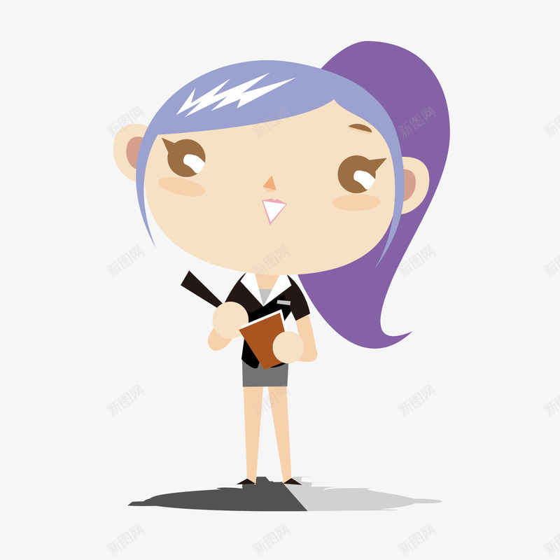 卡通记者工作人员矢量图ai免抠素材_88icon https://88icon.com 人物设计 女孩 工作人员 职业人物 记者 矢量图