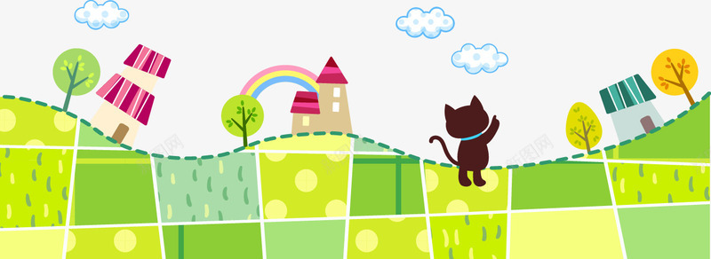 卡通可爱清新草地png免抠素材_88icon https://88icon.com 云 卡通 可爱 小猫 清新 草地