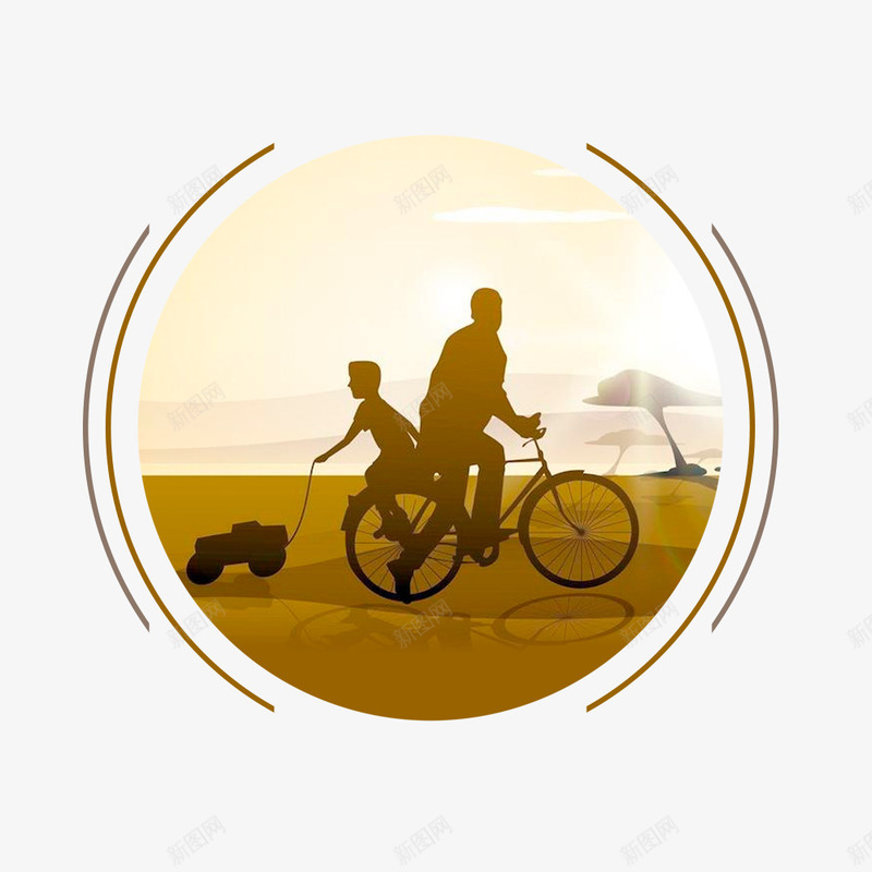 卡通骑车的人物剪影psd免抠素材_88icon https://88icon.com 免抠自行车 单车剪影 卡通 日落 狗狗装饰 阳光 骑车的人物剪影