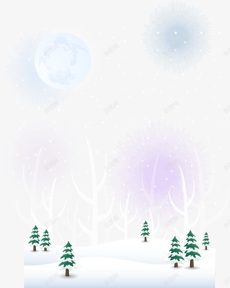 卡片冬季唯美雪景装饰矢量图ai免抠素材_88icon https://88icon.com 下雪 下雪天 冬季雪景 卡片装饰 雪 矢量图