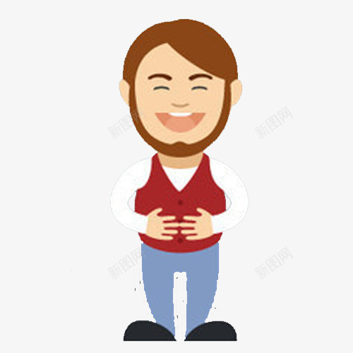 手绘卡通大胡子红马甲男人png免抠素材_88icon https://88icon.com png 大胡子 灰裤子 男人 红马甲