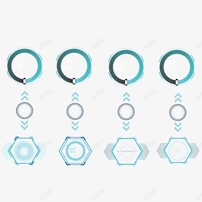 蓝色圆环数据png免抠素材_88icon https://88icon.com 五边形 分析 圆环 数据 科技 箭头 蓝色