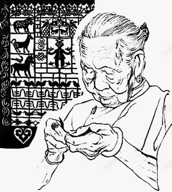 黑白寸草心感恩母亲插画png免抠素材_88icon https://88icon.com 寸草心 感恩 母亲 母亲节 游子吟 黑白插画