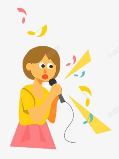 唱歌的女生png免抠素材_88icon https://88icon.com 人物 卡通 娱乐 短发