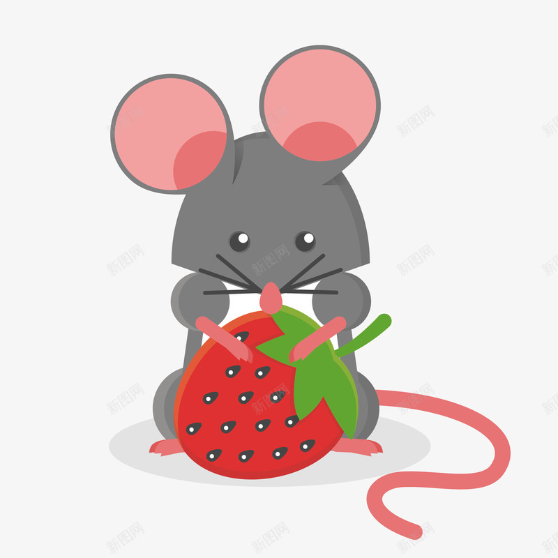 灰色可爱卡通老鼠吃东西矢量图eps免抠素材_88icon https://88icon.com 动物 卡通 吃草莓 图案 小清新 彩色 扁平化 生物 简约 老鼠 鼠 矢量图
