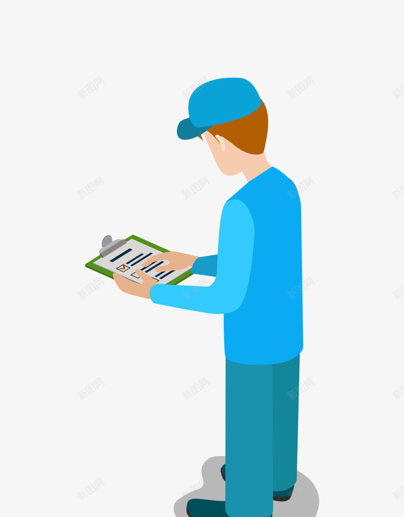 卡通手绘蓝色工作服男员工png免抠素材_88icon https://88icon.com 戴帽子的男人 手绘的男员工 矢量的人物 矢量的男人 蓝色的工作服