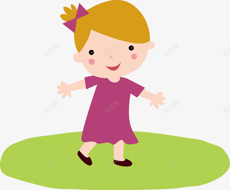 手绘卡通人物黄头发女孩矢量图ai免抠素材_88icon https://88icon.com 人物 动作 卡通 可爱儿童 小女孩 小男孩 手绘 草坪 设计 黄头发女孩 矢量图