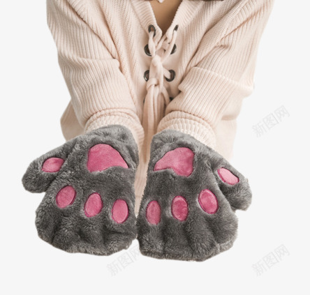 女冬季可爱卡通猫爪手套png免抠素材_88icon https://88icon.com 产品实物 保暖手套 女冬季可爱卡通猫爪手套 男女加厚半指手套学生 韩版手套