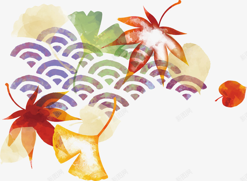 中国风祥云矢量图ai免抠素材_88icon https://88icon.com 中国风 创意 卡通手绘 叶子 水彩 漂浮 矢量图 祥云 银杏叶
