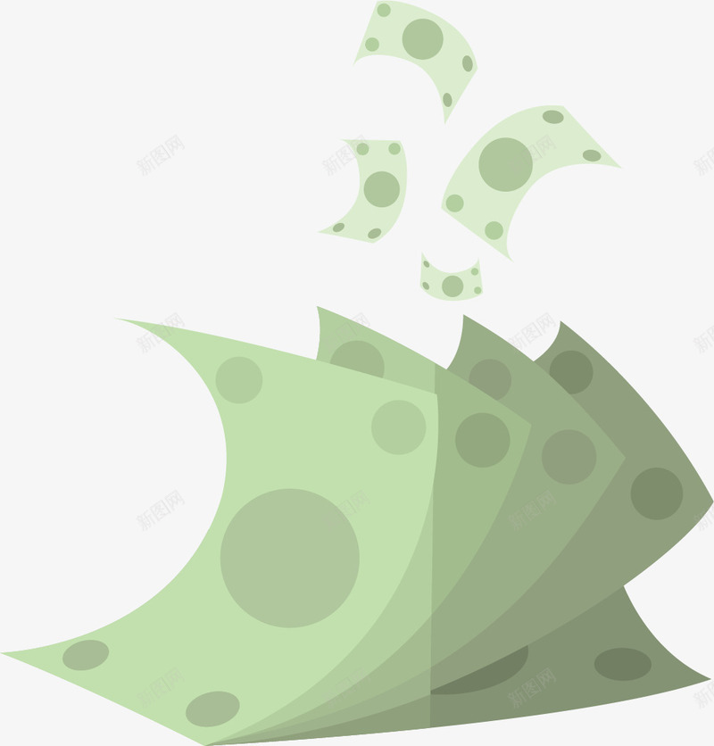 卡通绿色钞票图案png免抠素材_88icon https://88icon.com 商业资金 商务投资 漂浮纸币 理财 纸钞 资金 金融投资