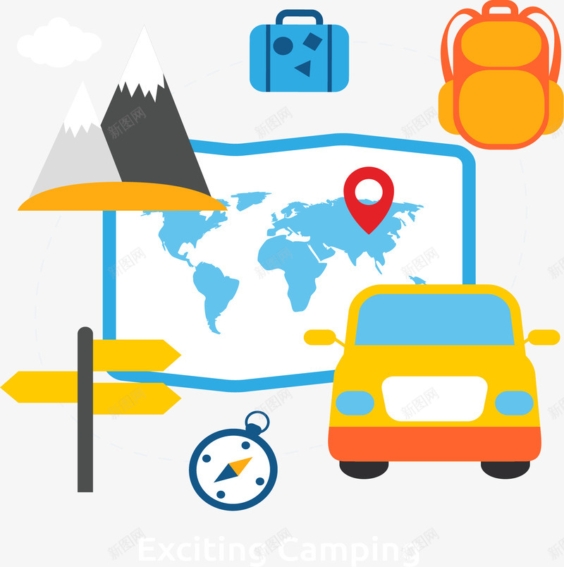 激动人心的露营png免抠素材_88icon https://88icon.com 出游旅行 春游 矢量素材 自驾游 郊游 野营 露营