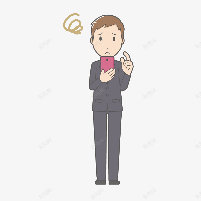 难过的男人手绘图png免抠素材_88icon https://88icon.com 动作 卡通 手机 男人 皱眉头 表情 难过的