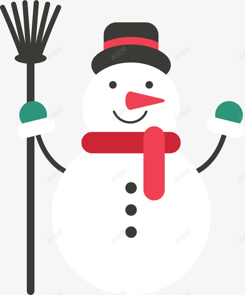 卡通雪人png免抠素材_88icon https://88icon.com 创意雪人 可爱雪人 礼帽 简约雪人 红色围巾 黑色扫把