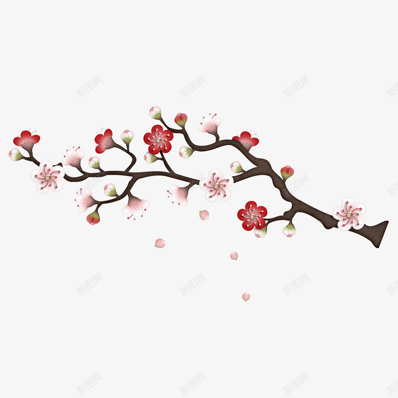 冬季寒梅梅花装饰插图png免抠素材_88icon https://88icon.com 冬季 冬梅 寒梅 插图 树枝 梅花 粉色 红色 花卉 装饰