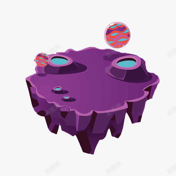 手绘紫色漂浮山png免抠素材_88icon https://88icon.com 地貌 山石 手绘 星球 水坑 漂浮 漂浮山 矢量手绘 紫色
