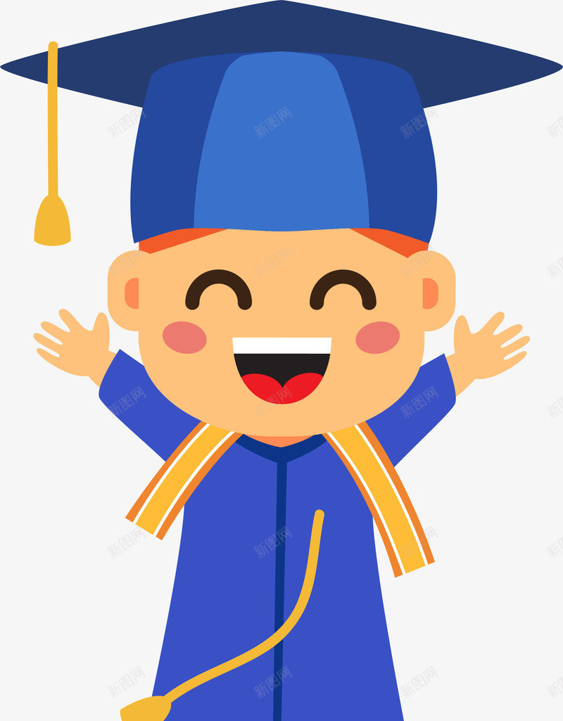 毕业季开心的男孩png免抠素材_88icon https://88icon.com 举手欢呼 小男孩举手 开心的男孩 欢呼雀跃 毕业季 毕业的男人 蓝色博士帽