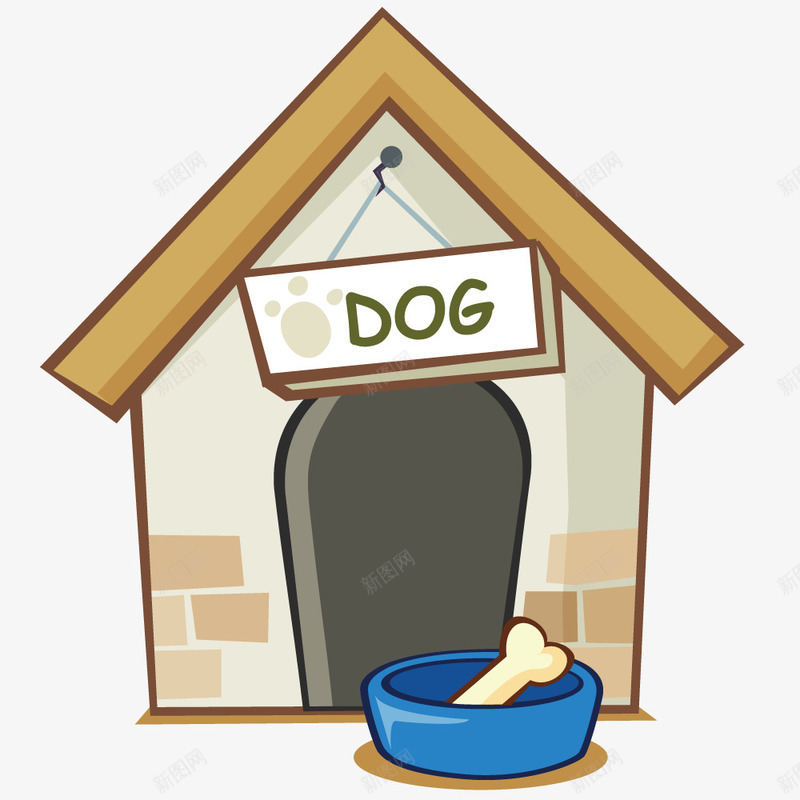 卡通狗屋png免抠素材_88icon https://88icon.com 卡通 宠物 建筑 狗屋 矢量元素