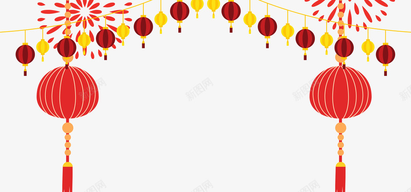 2018年春节喜庆灯笼烟花边框psd免抠素材_88icon https://88icon.com 2018年春节 喜庆 新年 灯笼烟花边框背景 红红火火 过年