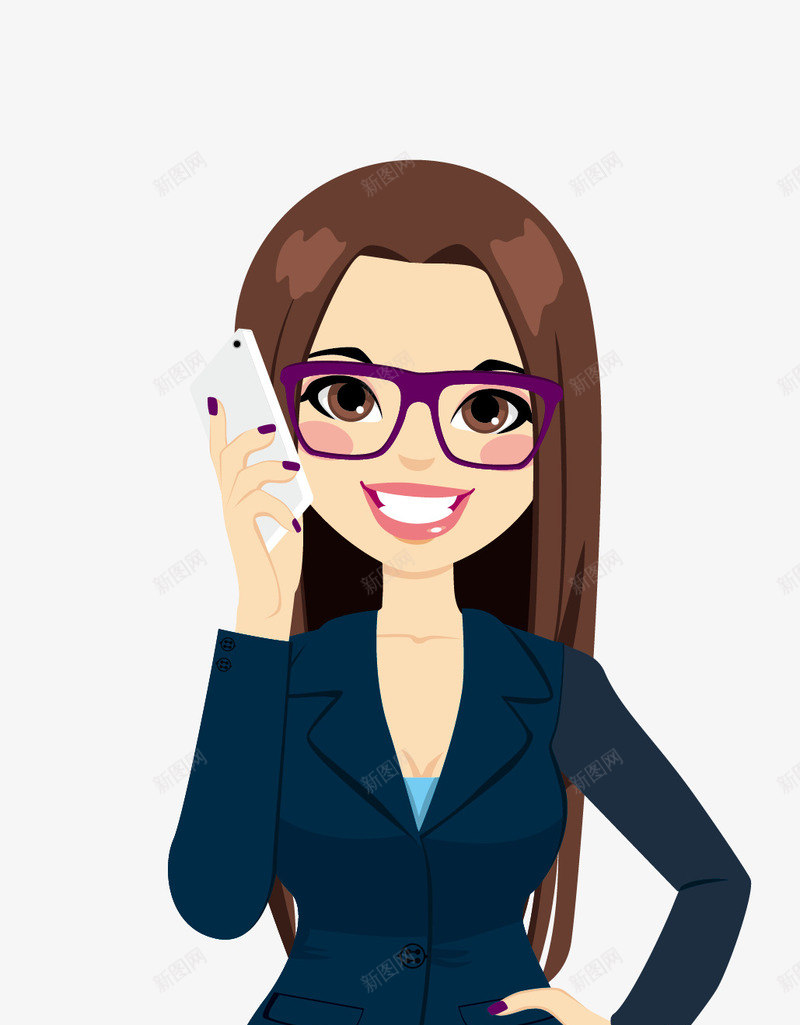 女孩png免抠素材_88icon https://88icon.com 卡通美女 矢量女孩 通话女生