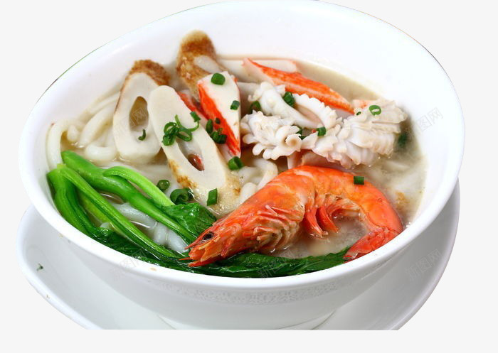 海鲜汤乌冬面png免抠素材_88icon https://88icon.com 产品实物 海鲜 美味 菜肴 虾 面食