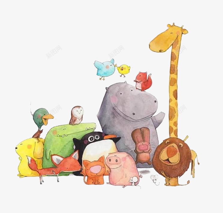 欢乐动物园png免抠素材_88icon https://88icon.com 企鹅 小猪 狮子 长颈鹿