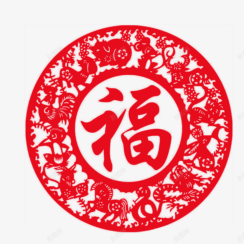 圆形的福字剪纸png免抠素材_88icon https://88icon.com 传统节日 剪纸设计 圆形 春节 福字 窗花 贴纸设计