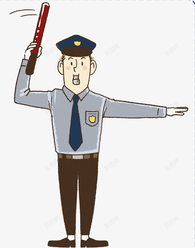 指挥交通的男人图png免抠素材_88icon https://88icon.com 交警 卡通 吹口哨 帅气的 指挥棒 男人 警察