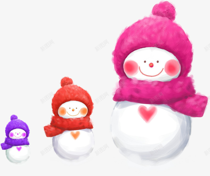 红色帽子卡通雪人png免抠素材_88icon https://88icon.com 卡通雪人 开心雪人 红色帽子卡通雪人 蓝色雪人