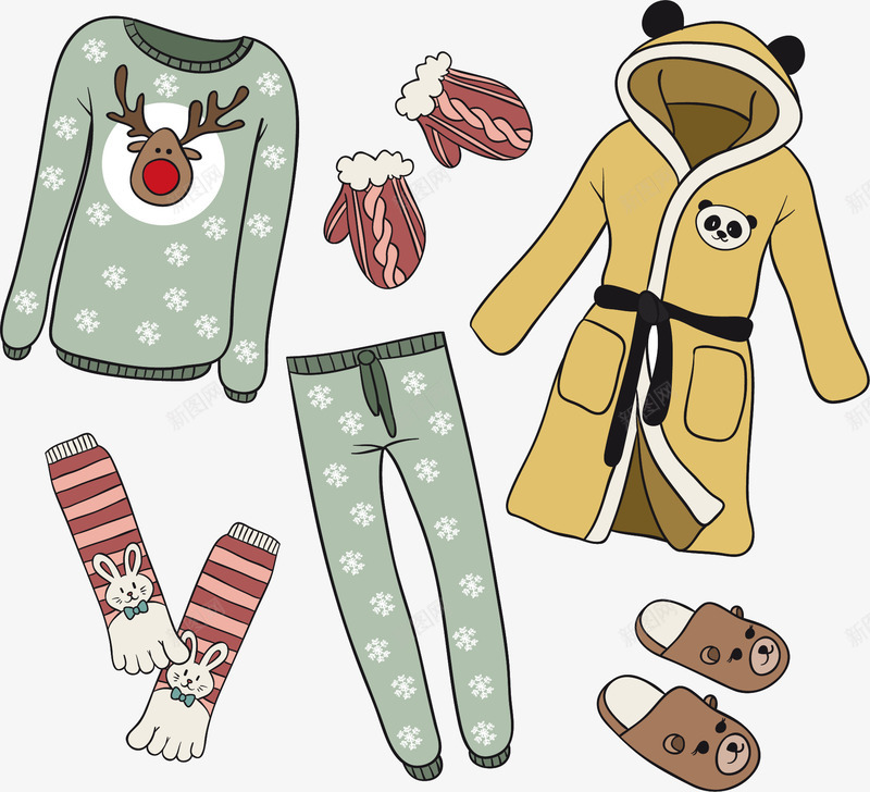 卡通圣诞节衣服矢量图ai免抠素材_88icon https://88icon.com 保暖 卡通 圣诞节 衣服 矢量图