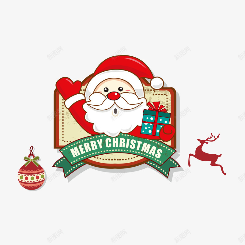 复古圣诞节主题元素矢量图ai免抠素材_88icon https://88icon.com 复古元素圣诞节主题手绘图案标签花纹邮票麋鹿圣诞老人 矢量图