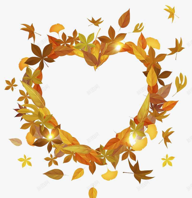 枫叶心形花环png免抠素材_88icon https://88icon.com 叶子 树叶 水彩 秋天 秋色 花环 银杏叶子