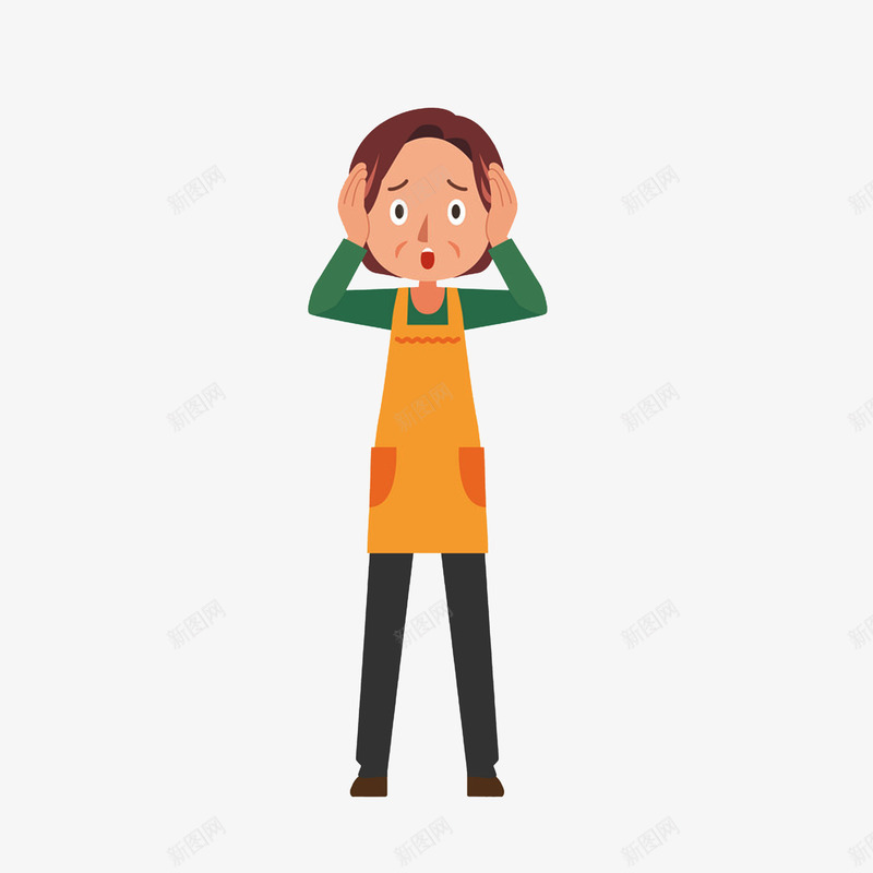 双手抱头表示惊讶的女士png免抠素材_88icon https://88icon.com 卡通手绘 双手抱头 女士 惊恐 惊讶 瞪大眼睛
