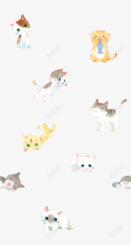萌萌的小猫咪png免抠素材_88icon https://88icon.com 卡通 小猫 手绘